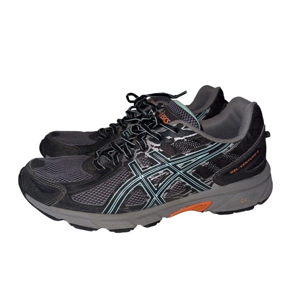 Asics Gel Venture 6 Black Gray Trail Running Hiking Sneakers Women Size 11 T7G6Q